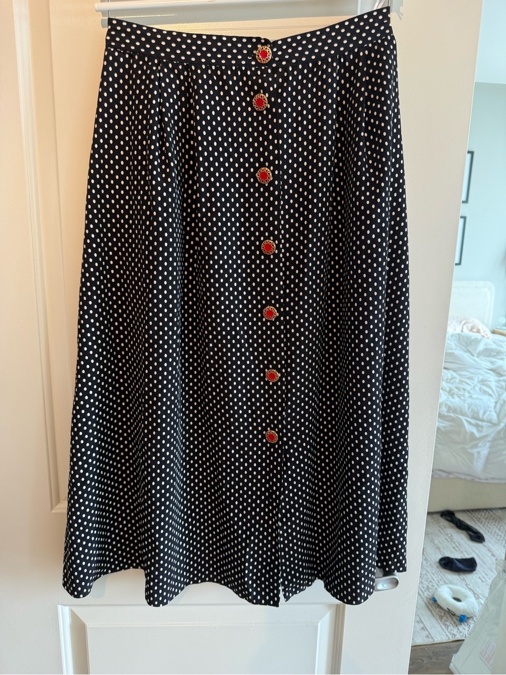Vintage Donna M black & white polka dot midi skirt